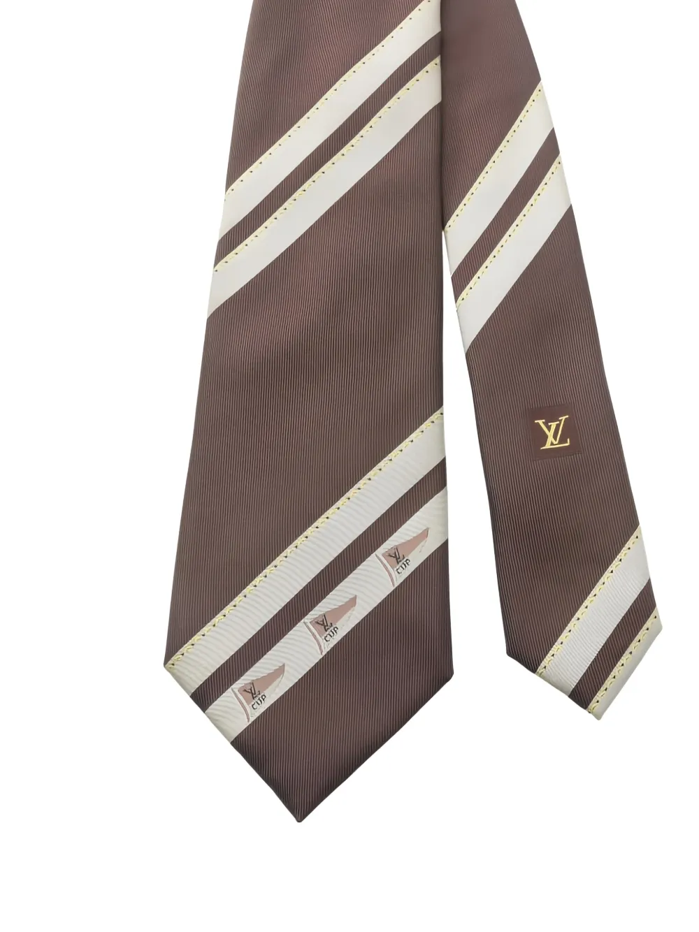 Louis Vuitton Pre-Owned 2010s LV Cup silk striped tie - Marrone