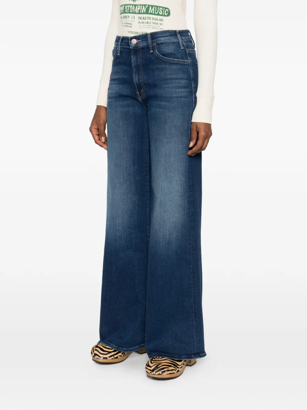 MOTHER Hustler Roller jeans met knoopsluiting Blauw