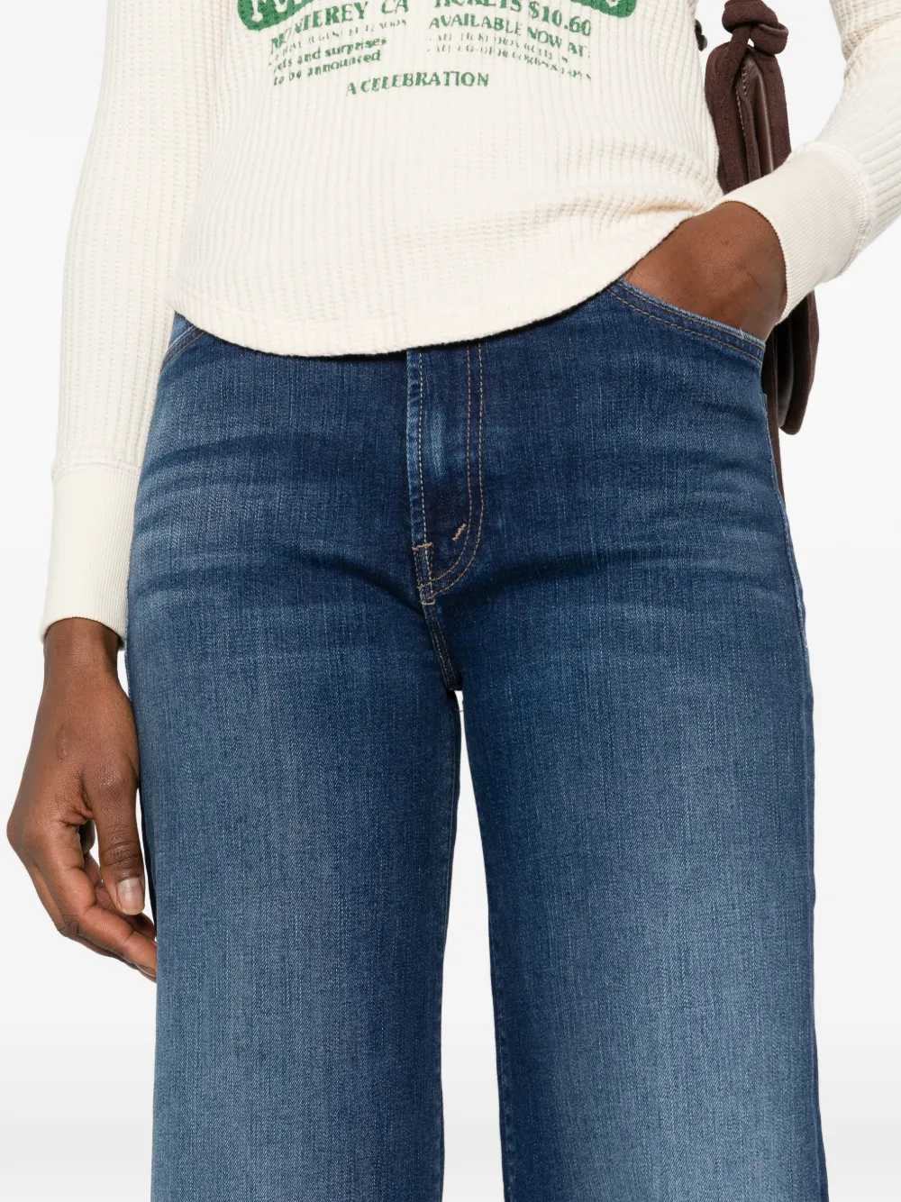 MOTHER Hustler Roller jeans met knoopsluiting Blauw
