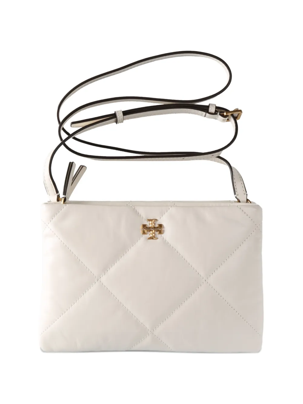 Tory Burch quilted logo cross body bag - Bianco