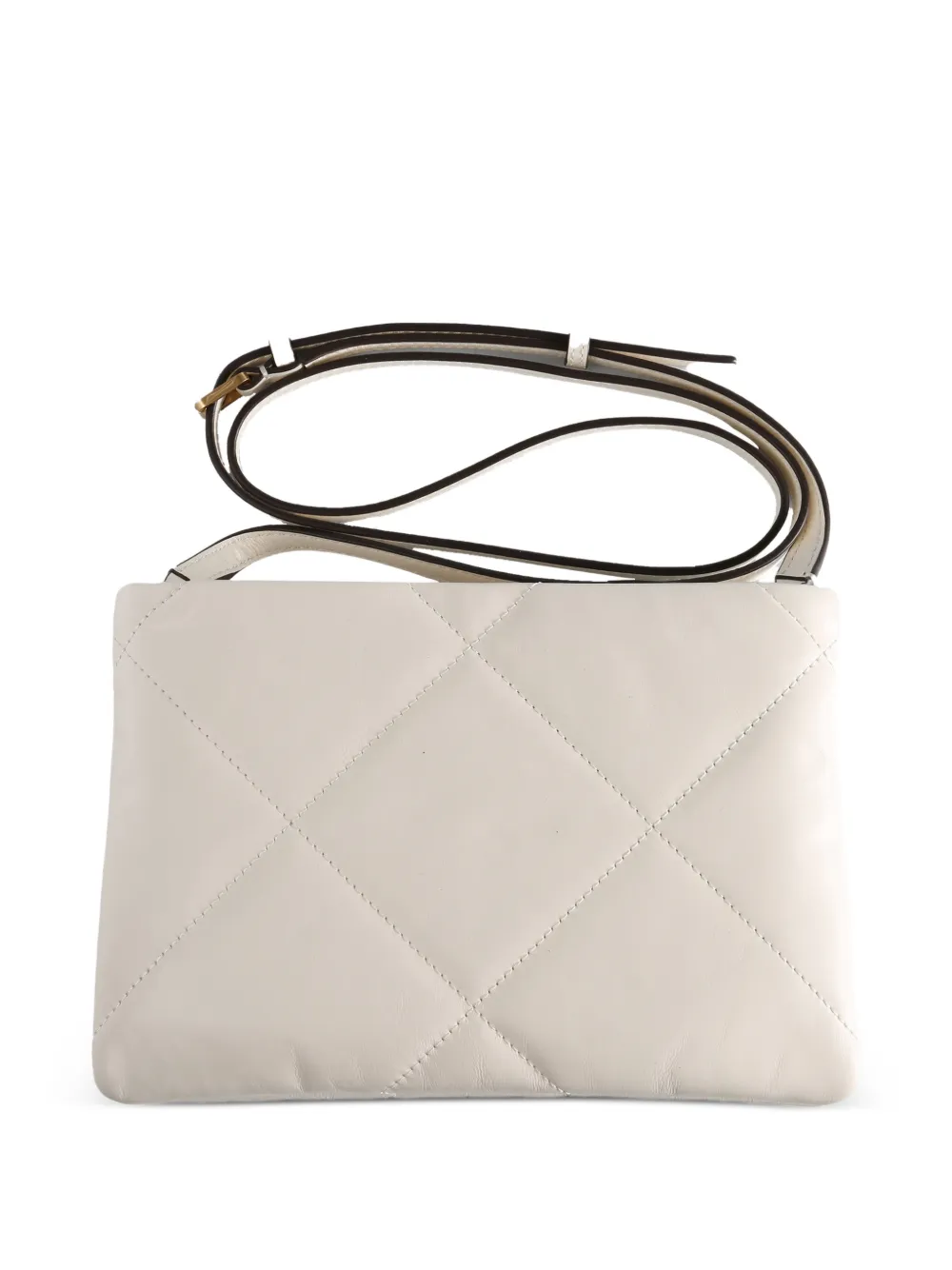  Tory Burch Quilted Logo Cross Body Bag - White 