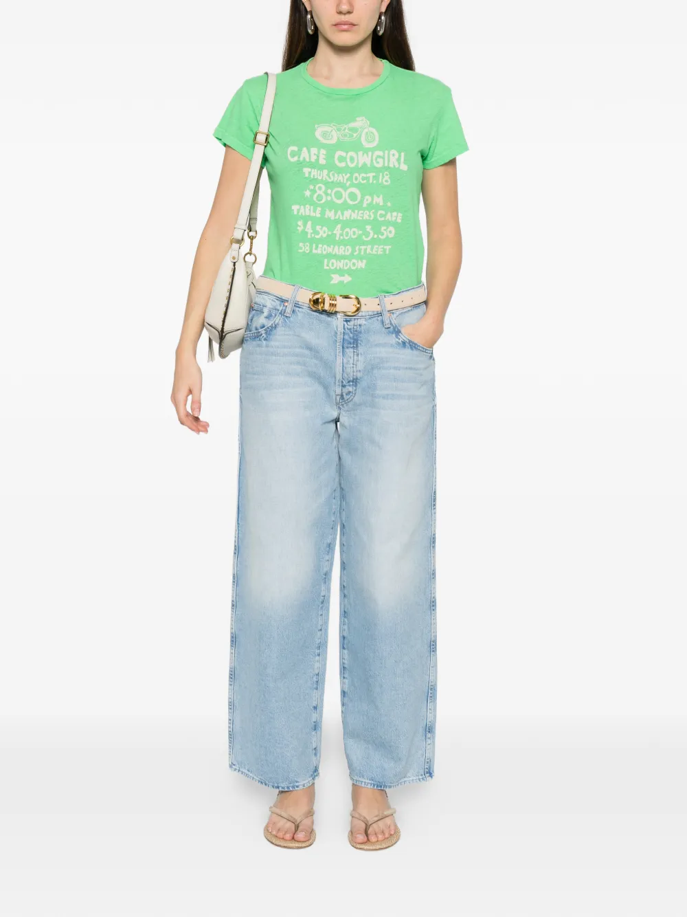 MOTHER Jeans met vijf zakken en riemlus Blauw