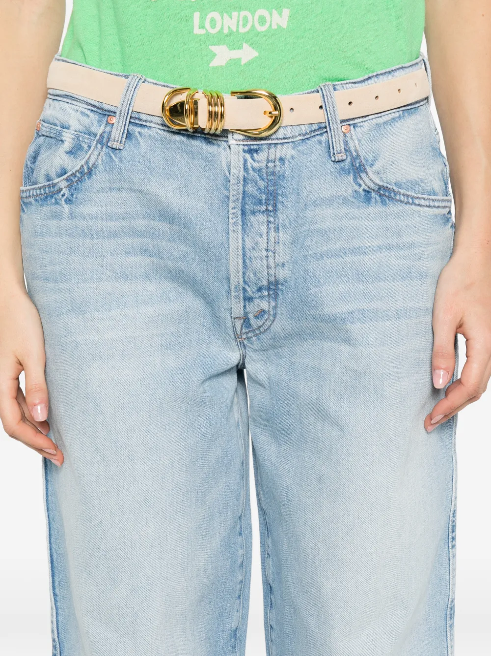 MOTHER Jeans met vijf zakken en riemlus Blauw