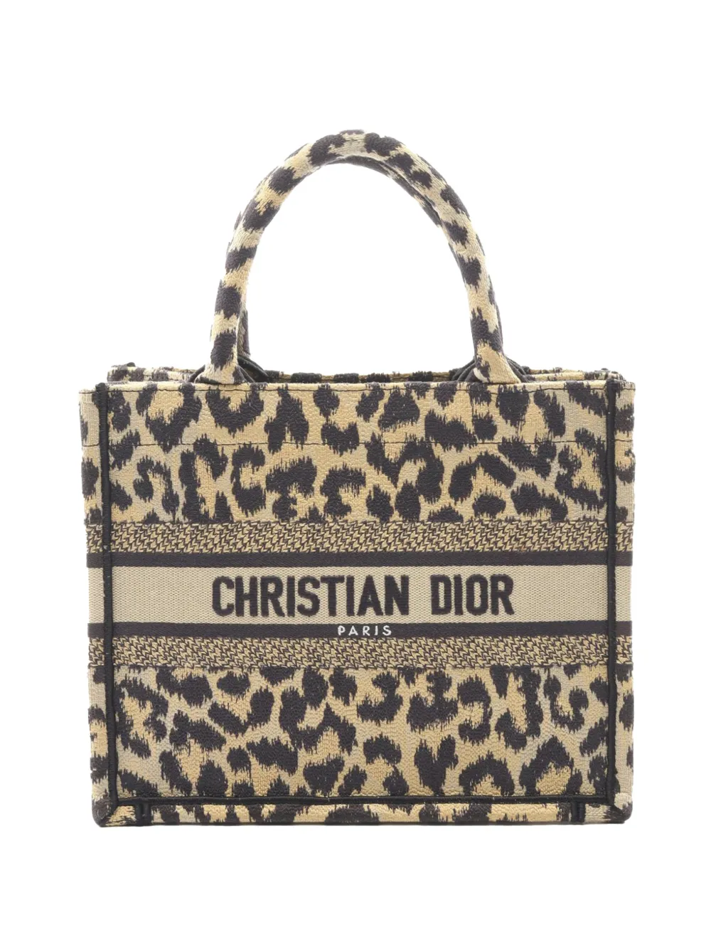 Christian Dior Pre-Owned 2022 Mizza Small Embroidered Canvas Leopard Book tote bag - Brown
