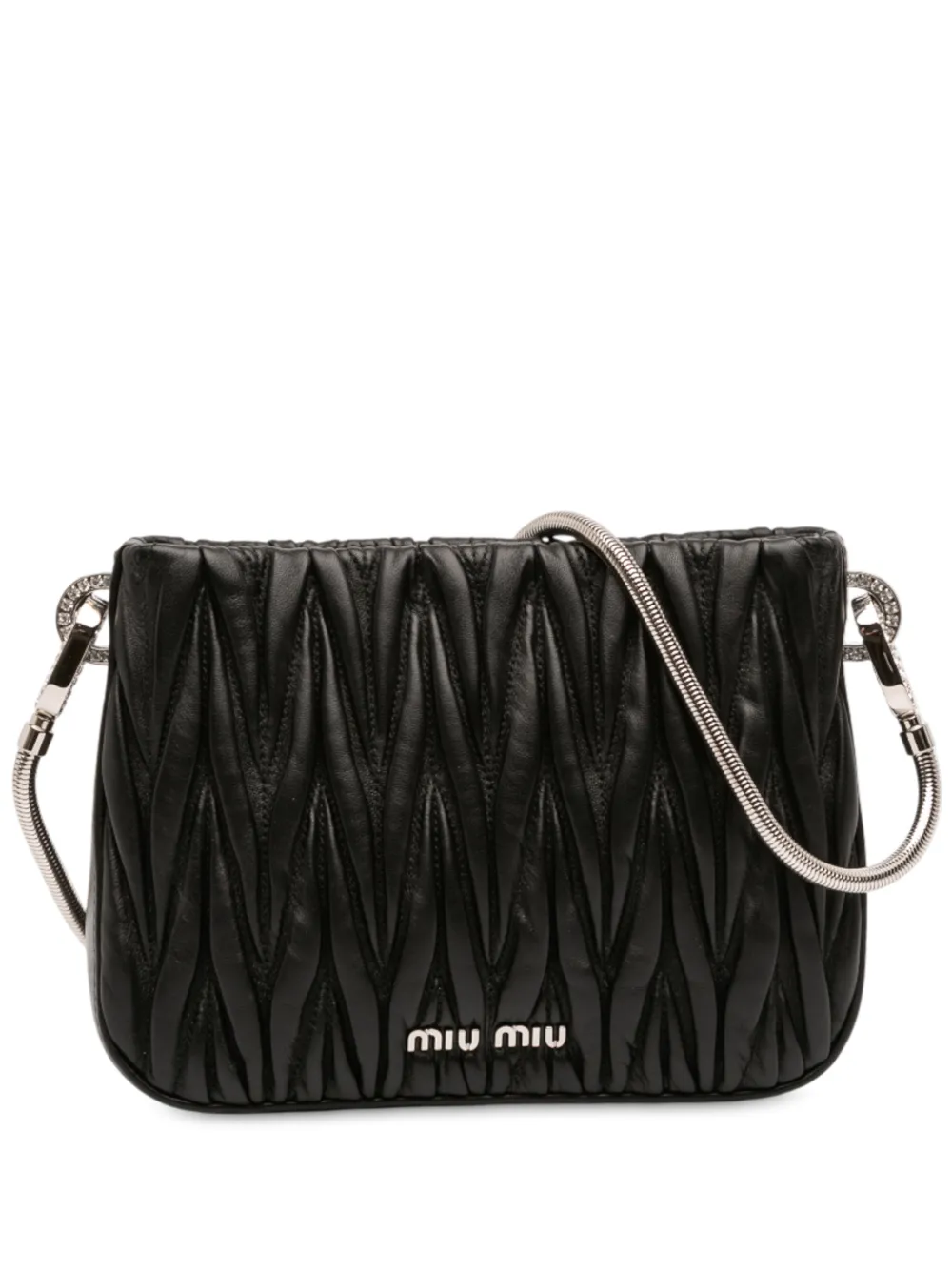 Pre-owned Miu Miu 2010-2025 Nappa Matelasse Sassy Shoulder Bag In Black