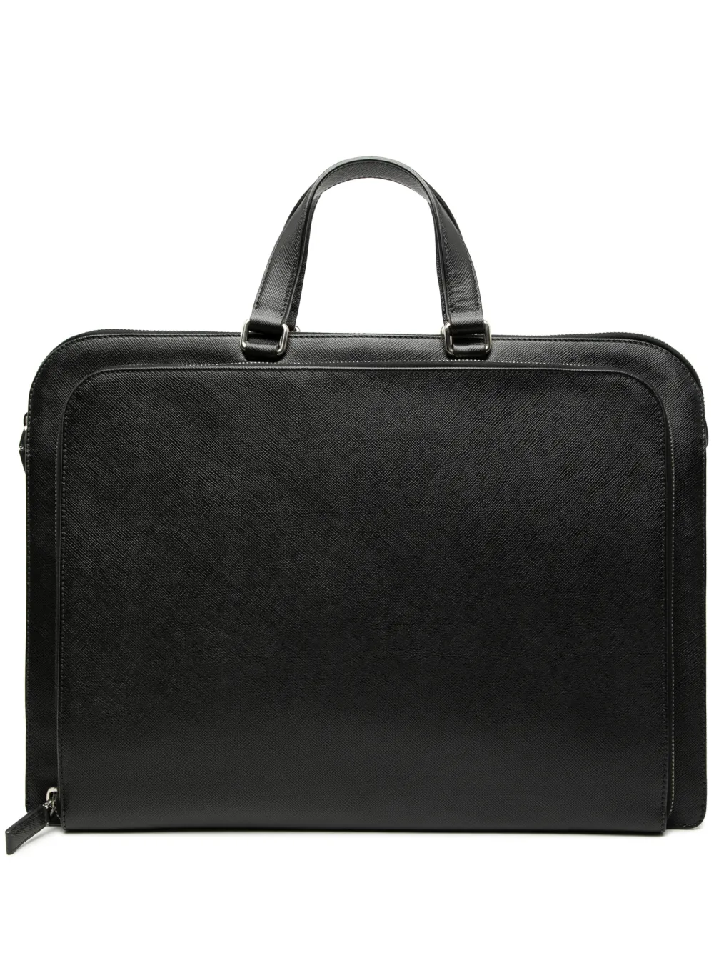 Prada Pre-Owned 2013-2025 Saffiano Cuir Travel Front Zip Pocket Briefcase business bag - Nero