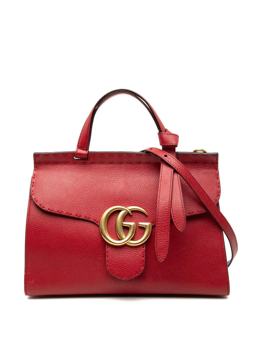 Gucci Pre-Owned 2016-2025 Medium GG Marmont Grained Leather Top Handle satchel - Rot