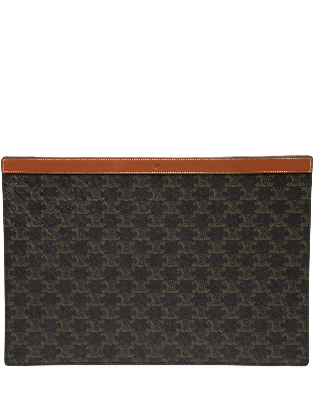 Celine Pre-Owned 2022 Triomphe Coated Canvas clutch bag - Marrone