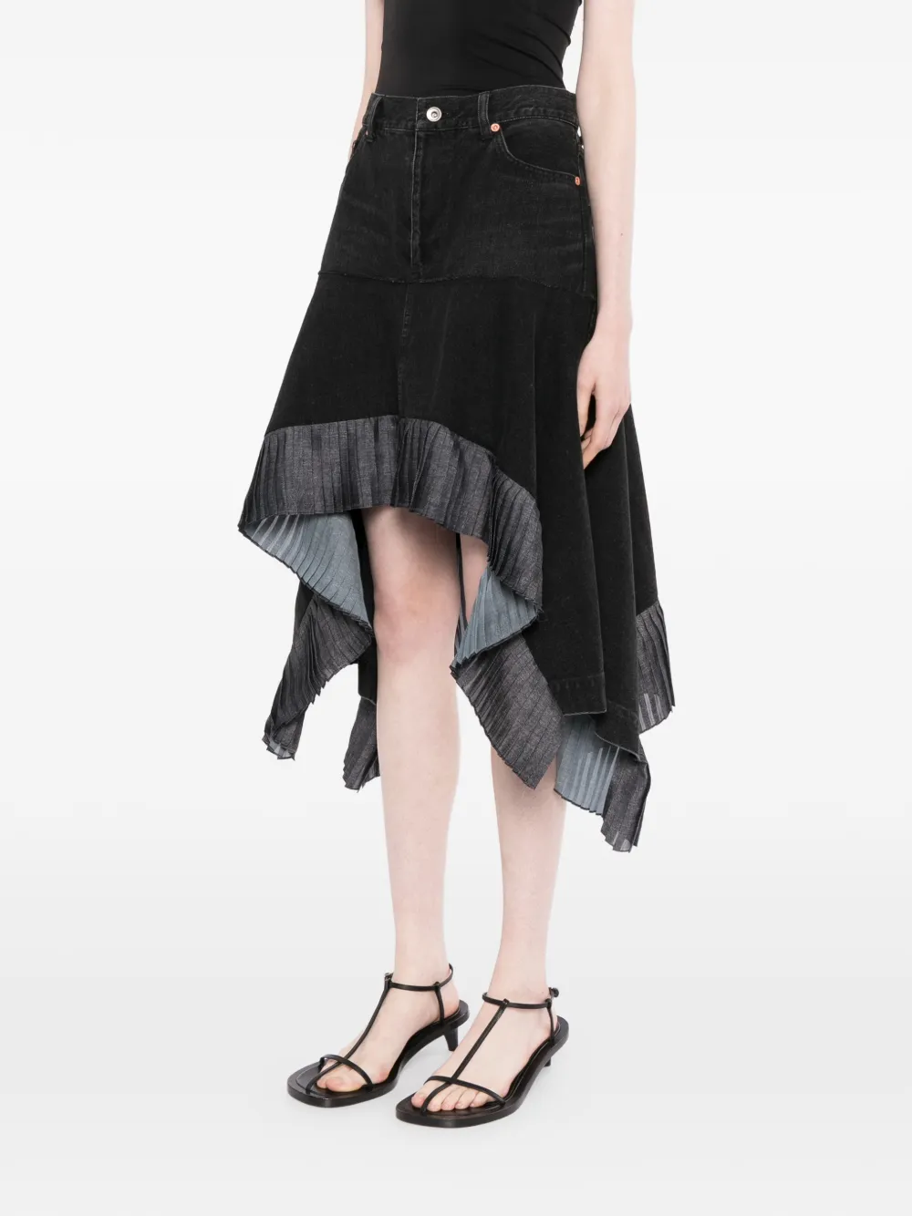  Sacai Denim Midi Skirt - Black 