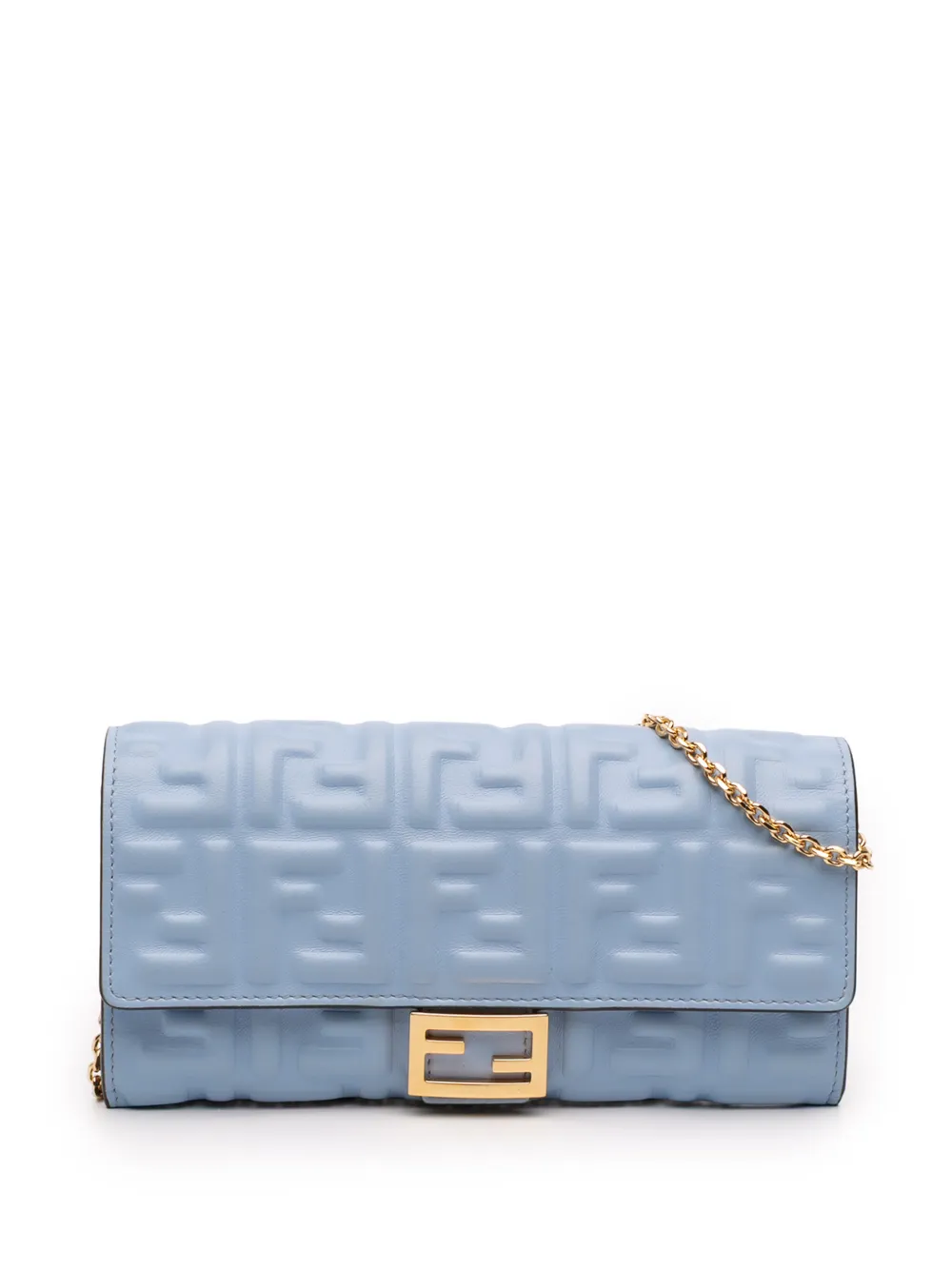 Fendi Pre-Owned 2010-2025 Zucca Embossed Leather Wallet on Chain crossbody bag - Blu