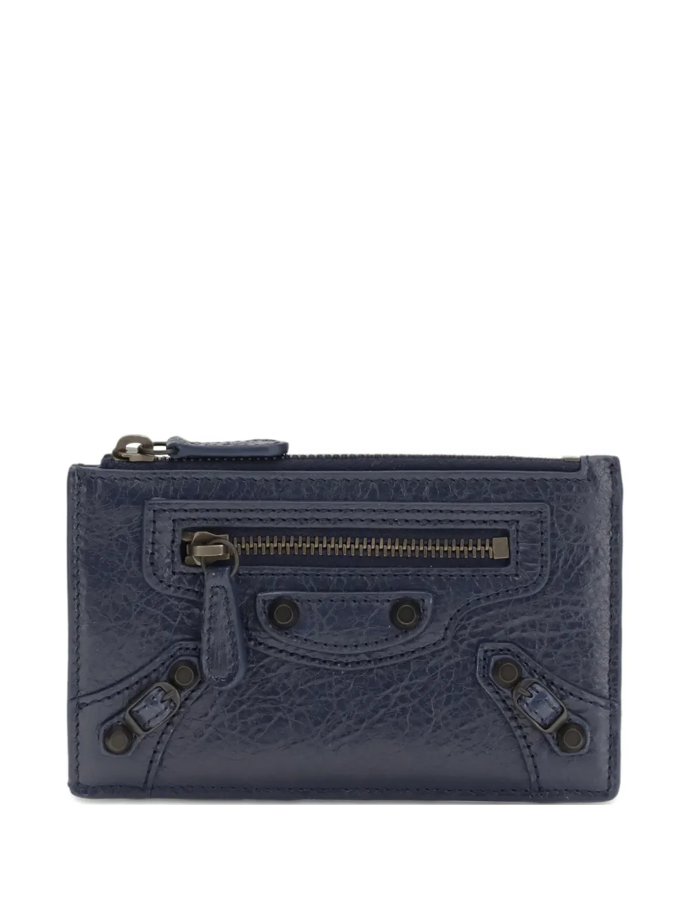 Balenciaga Le City studded zipped card holder - Blu