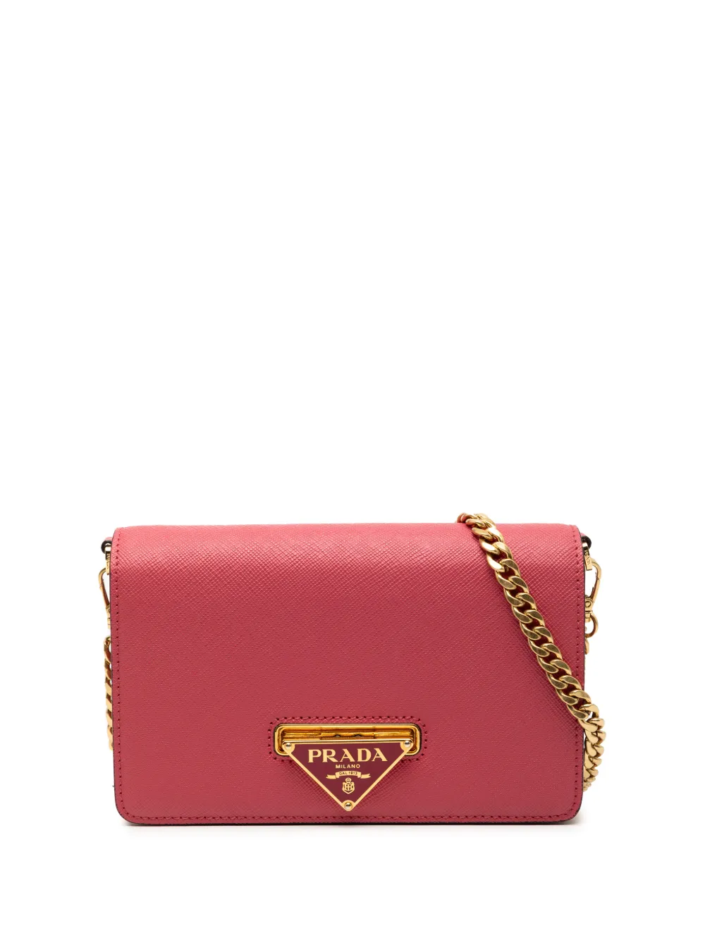 Prada Pre-Owned 2013-2025 Saffiano Lux Flip Lock Wallet on Chain crossbody bag - Rosa