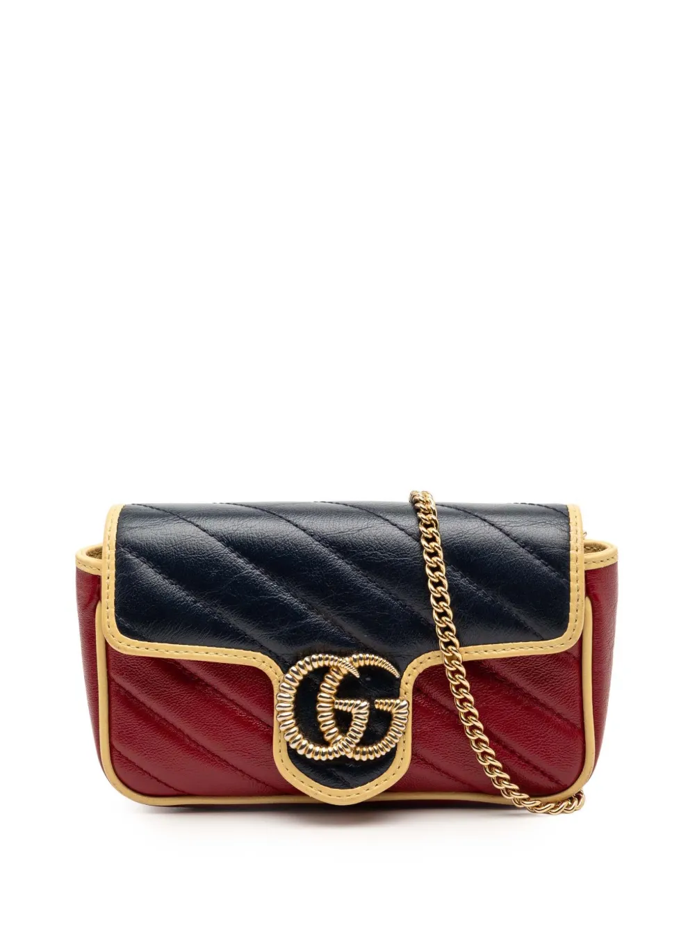 Gucci Pre-Owned 2016-2025 Super Mini GG Marmont Tricolor Matelasse Leather Torchon Flap crossbody bag - Multicolore