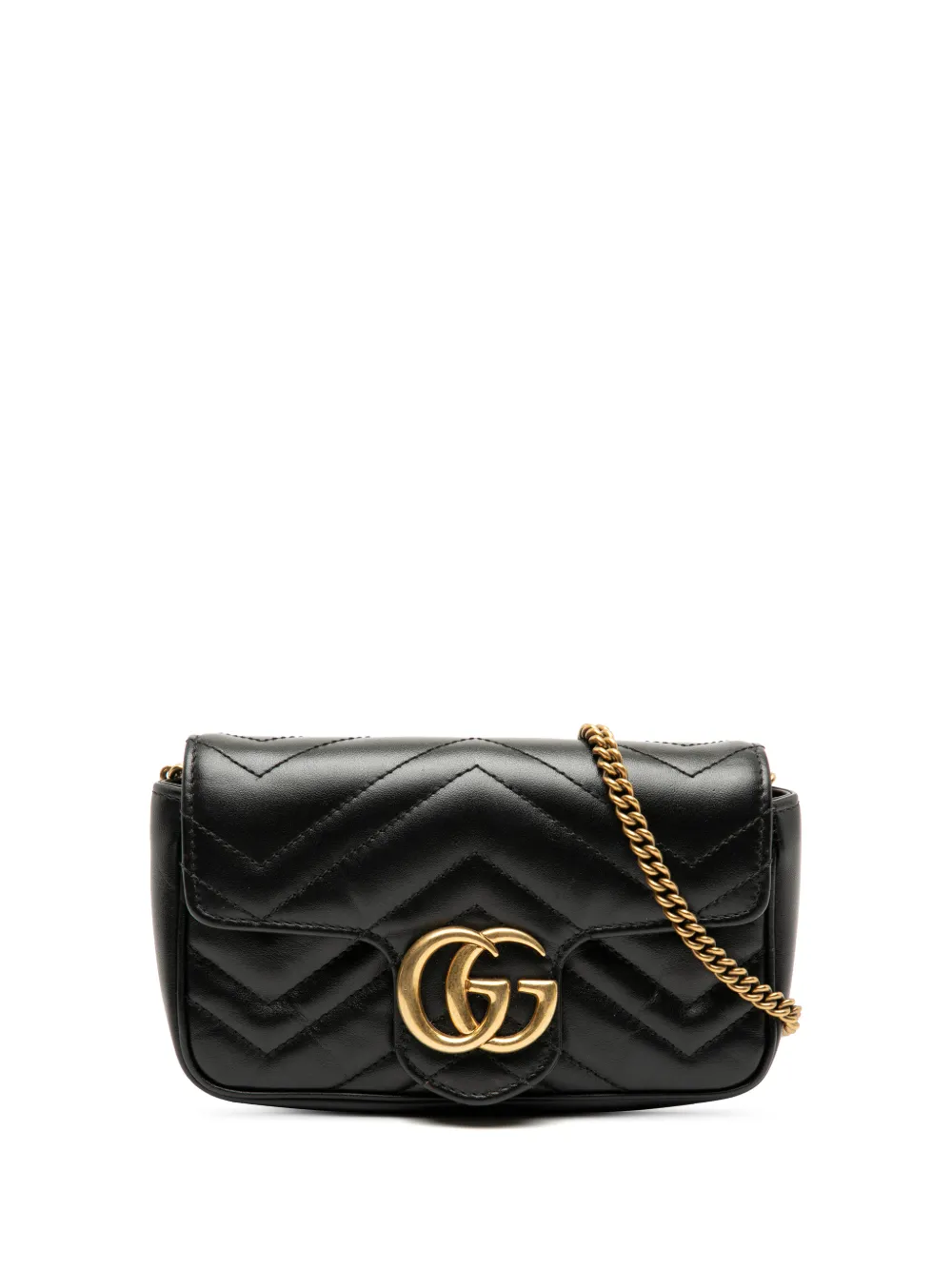 Gucci Pre-Owned Borsa a tracolla Super Mini GG Marmont in pelle matelassè con battente 2016-2025 - Nero