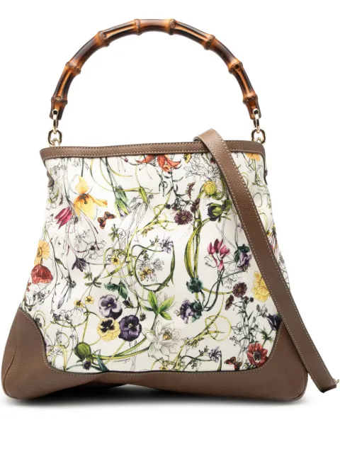 Gucci Pre-Owned 2000-2015 Flora Canvas Bamboo Diana satchel