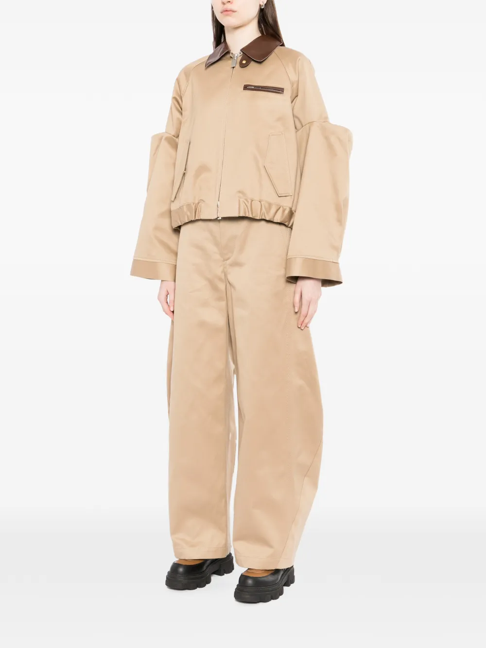  Sacai Cut-out Collared Jacket - Neutrals 