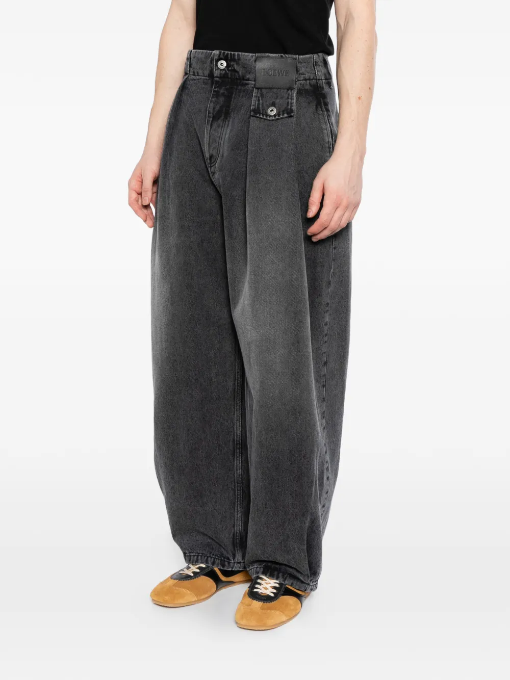  Loewe Embossed Leather-patch Jeans - Black 