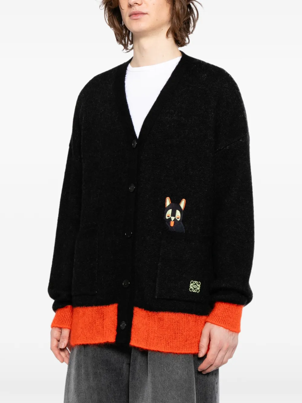  Loewe Embroidered Cardigan - Black 