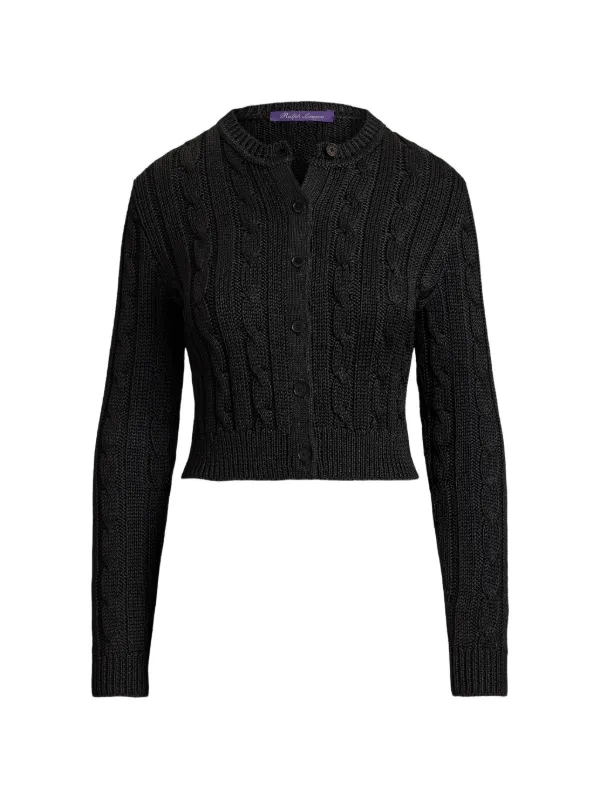 Ralph Lauren Collection Cable-knit Cardigan in Black