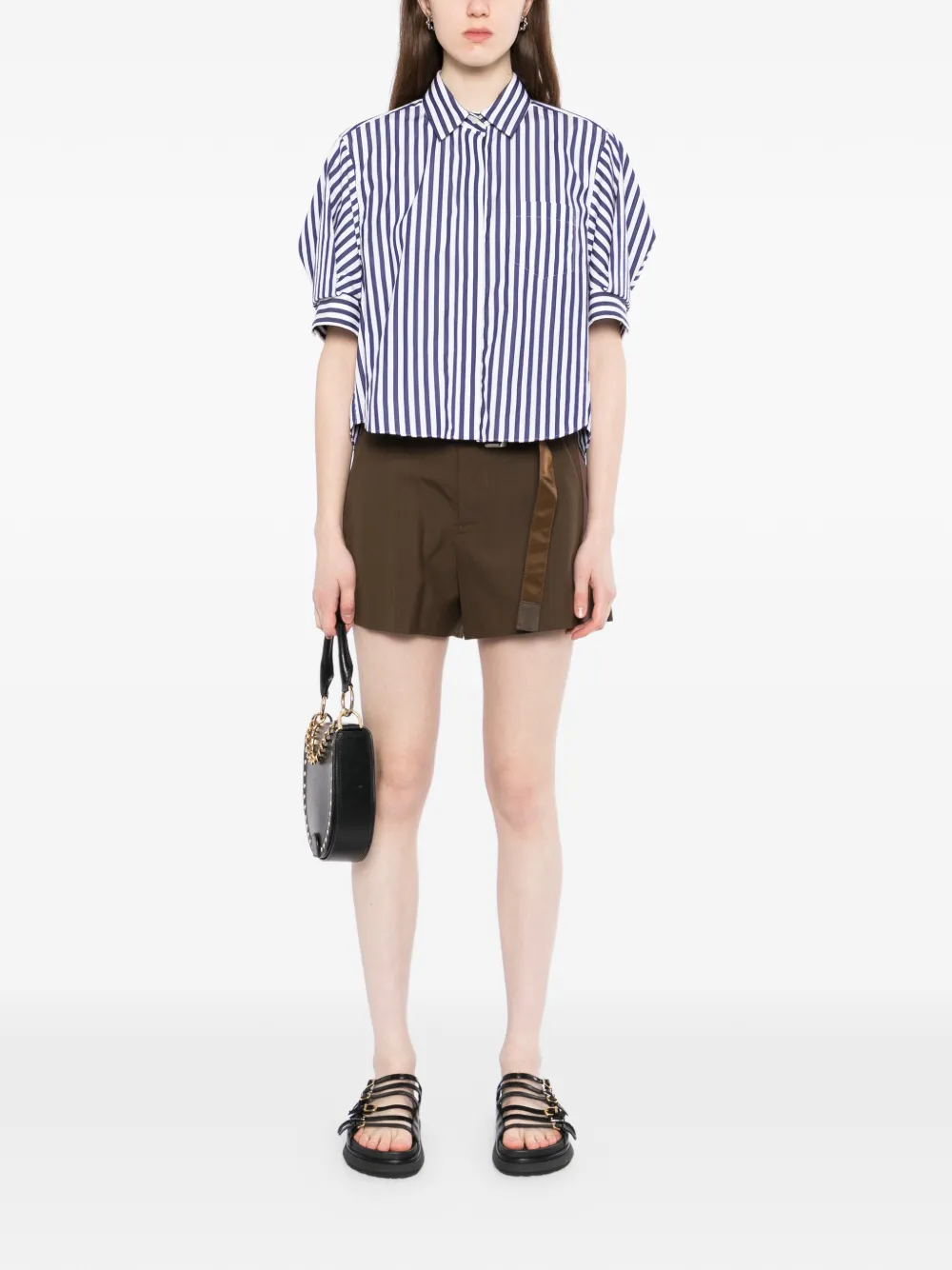 sacai Shorts met ceintuur Bruin