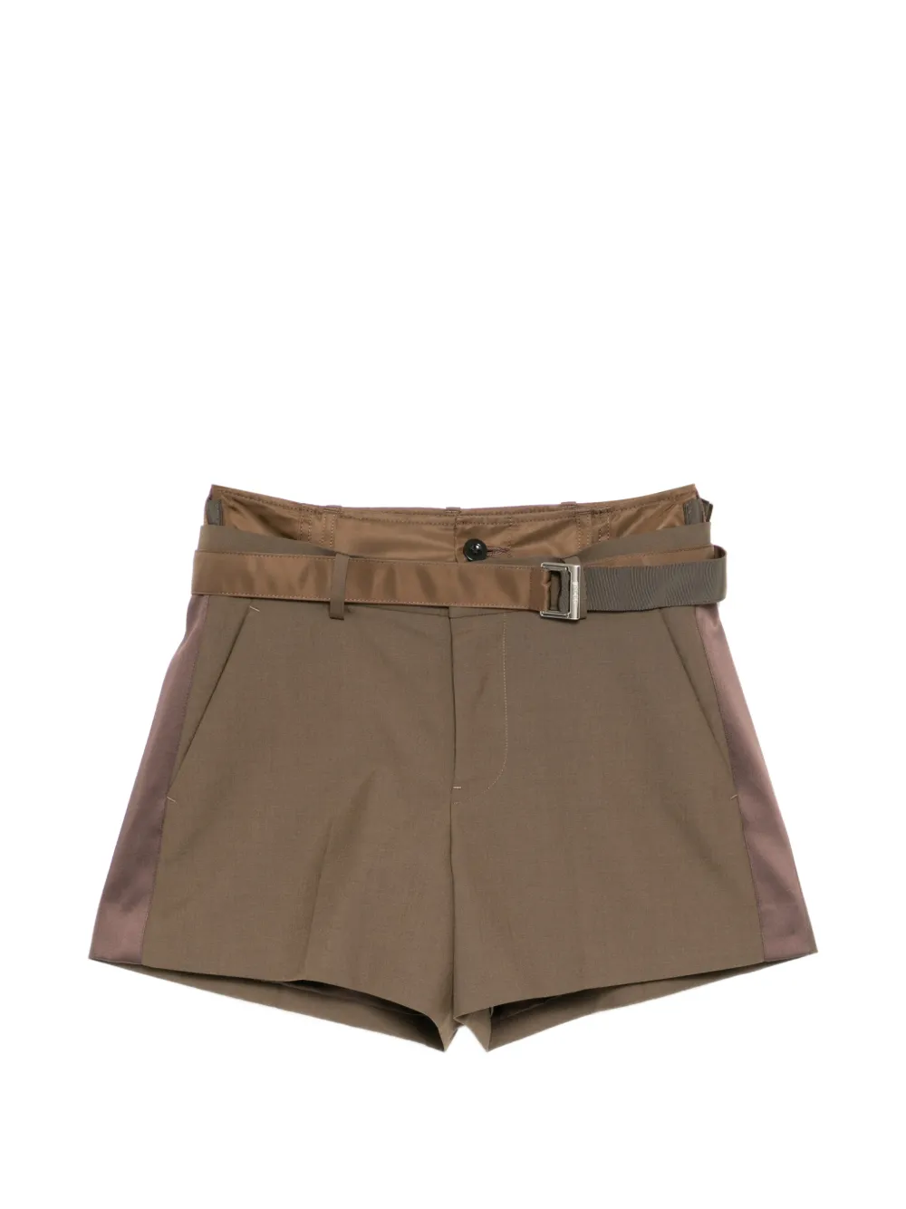 sacai belted shorts - Marrone