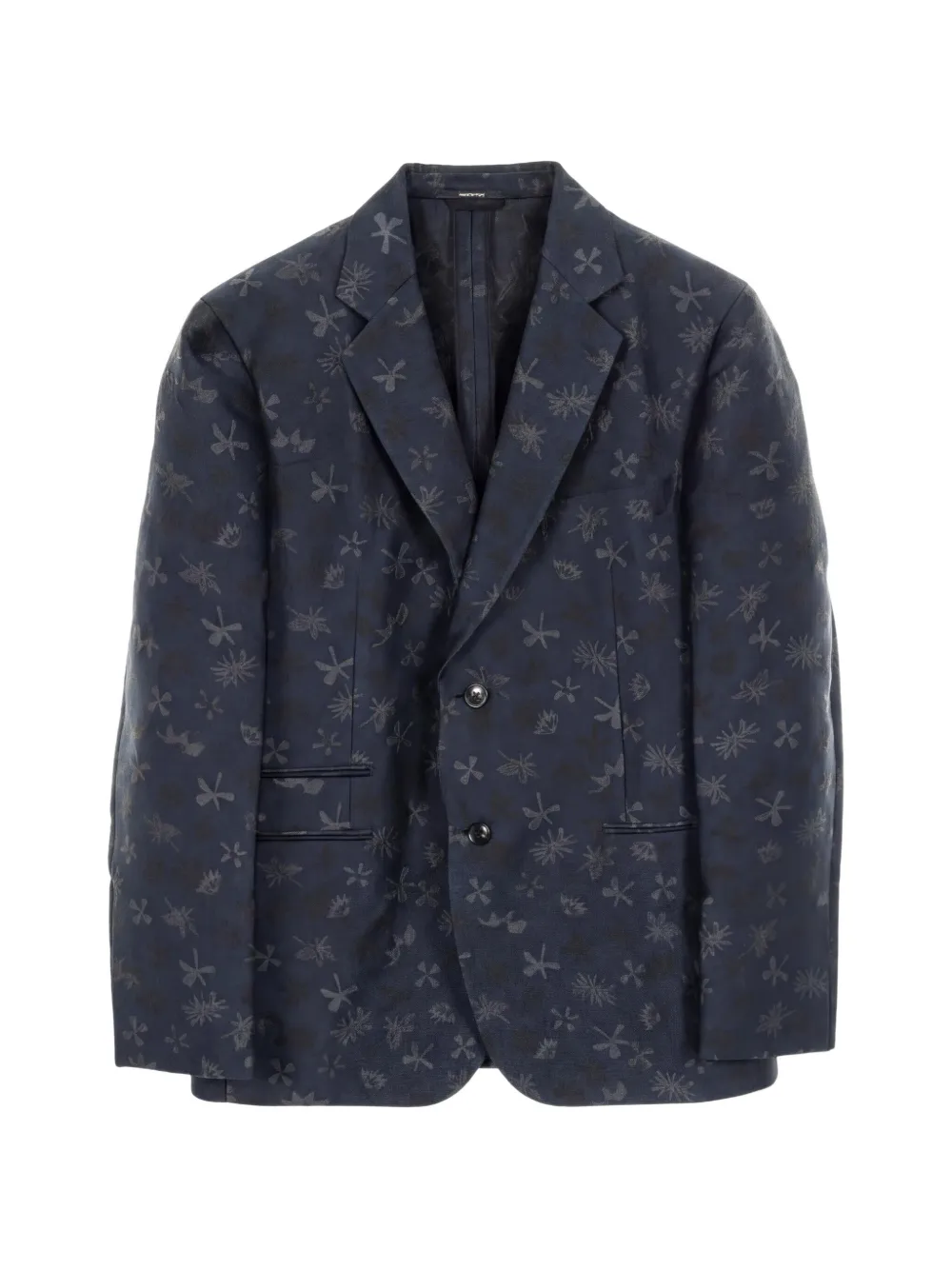 Pre-owned Hermes 2010s Floral-pattern Blazer In Blue