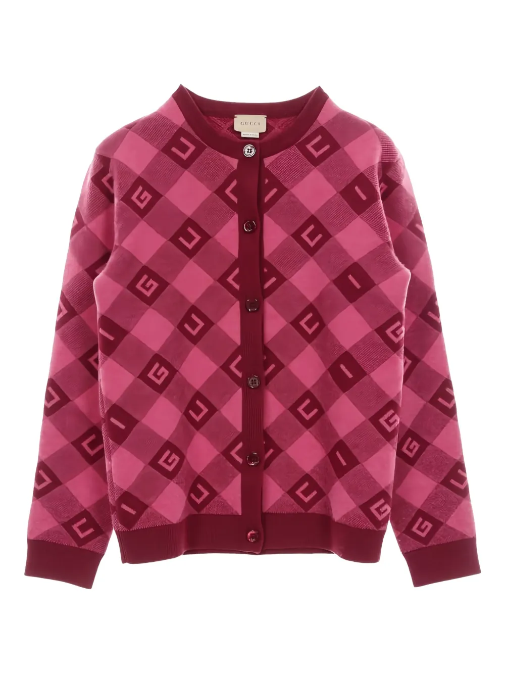 Pre-owned Gucci Check-print Cardigan In Pink