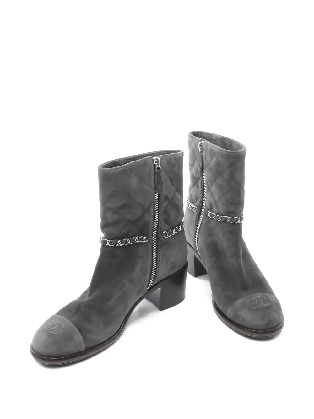 CHANEL Pre-Owned coco mark matelasse boots - Grijs