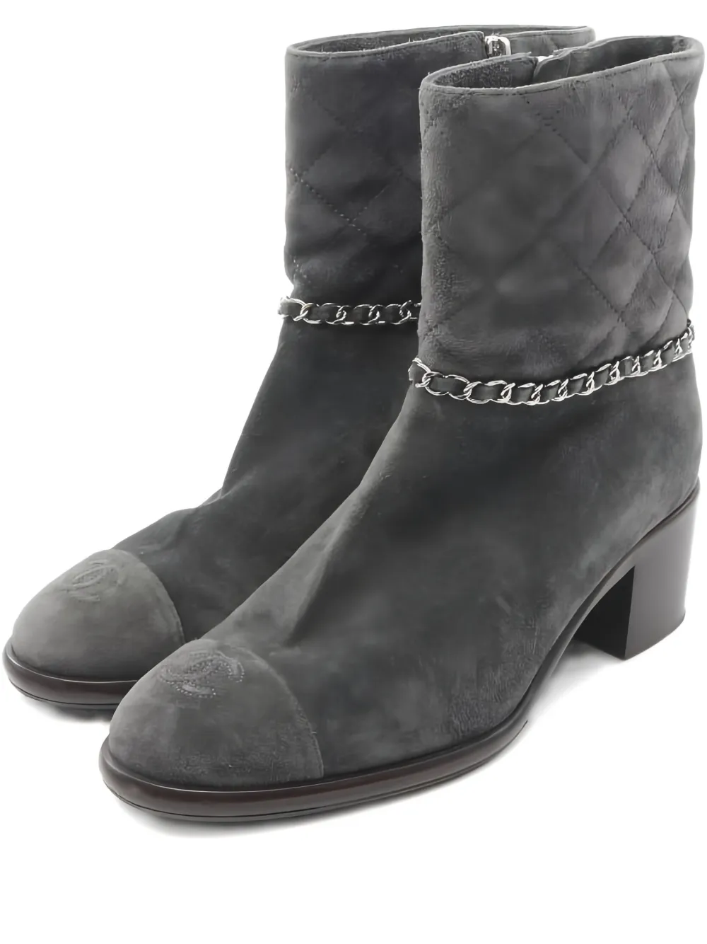 CHANEL Pre-Owned coco mark matelasse boots - Grau