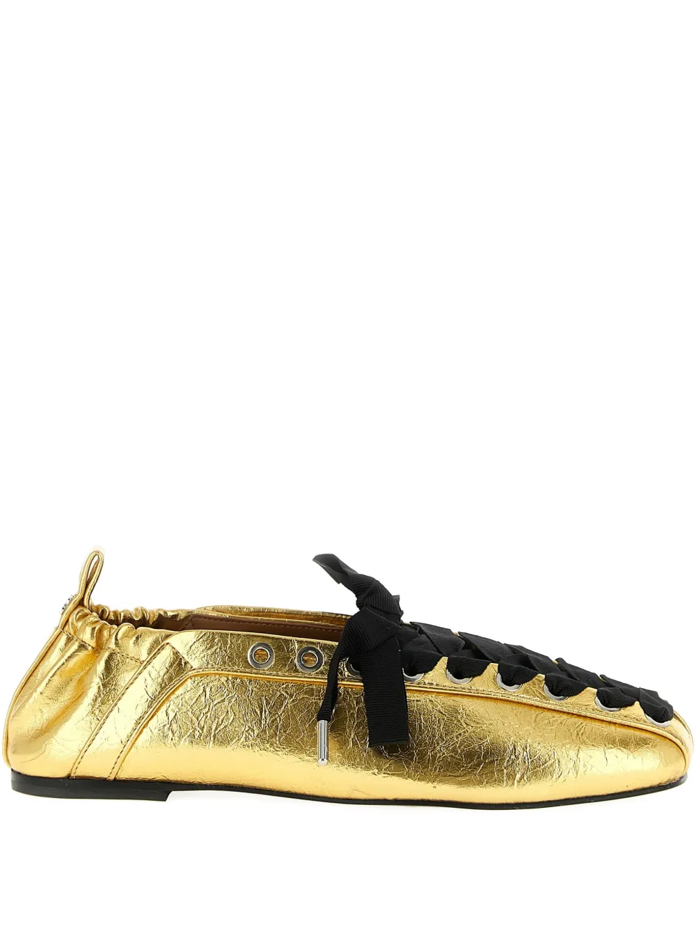 GANNI lace-up ballet flats - Gold