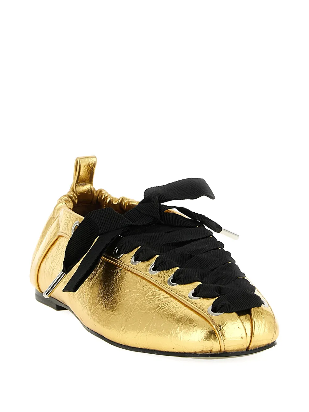 GANNI lace-up ballet flats Goud