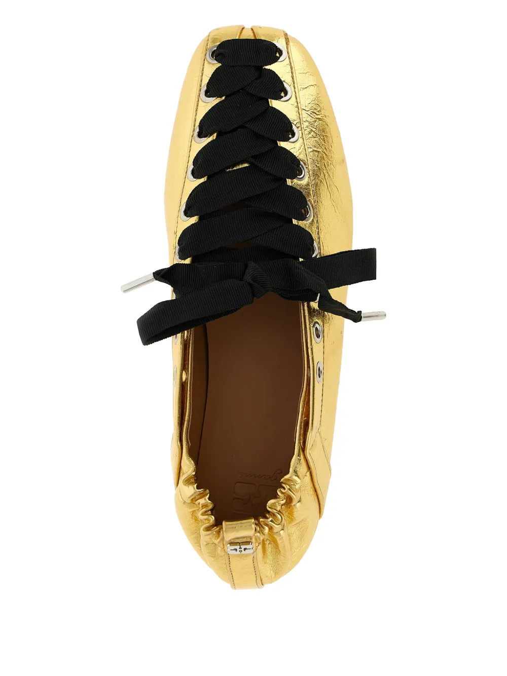 GANNI lace-up ballet flats Goud