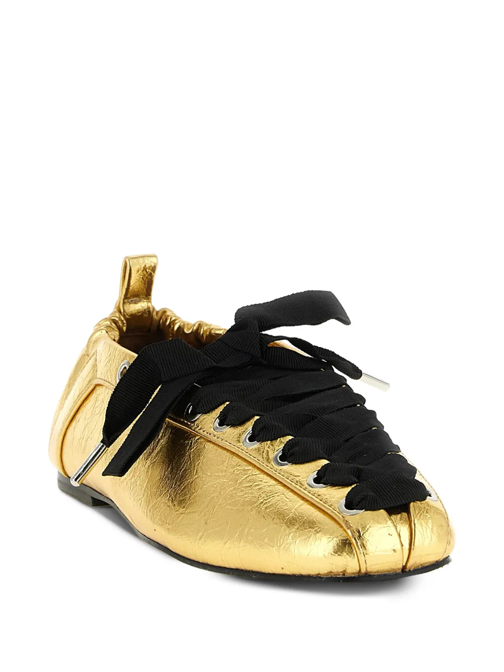 GANNI lace-up ballet flats - Goud