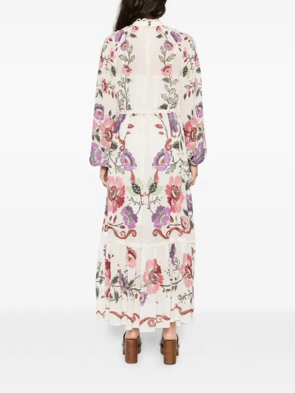 farm rio beige rose dress Farm Rio Rose-Shaped Bodice Sleeveless Maxi Dress