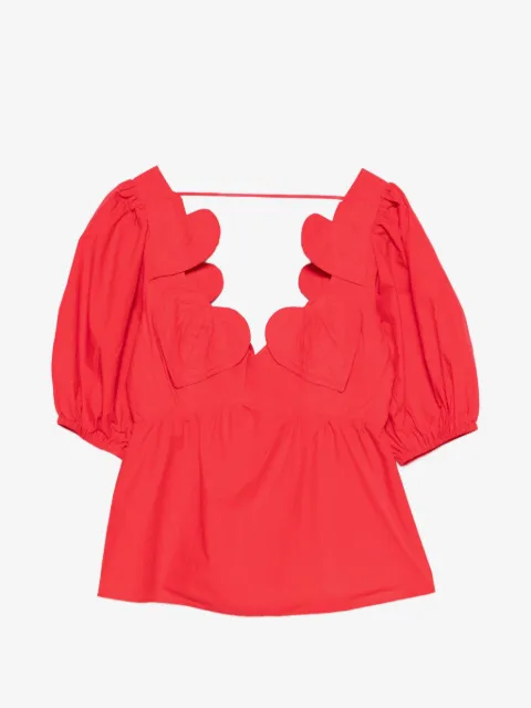 FARM Rio heart puff-sleeve blouse