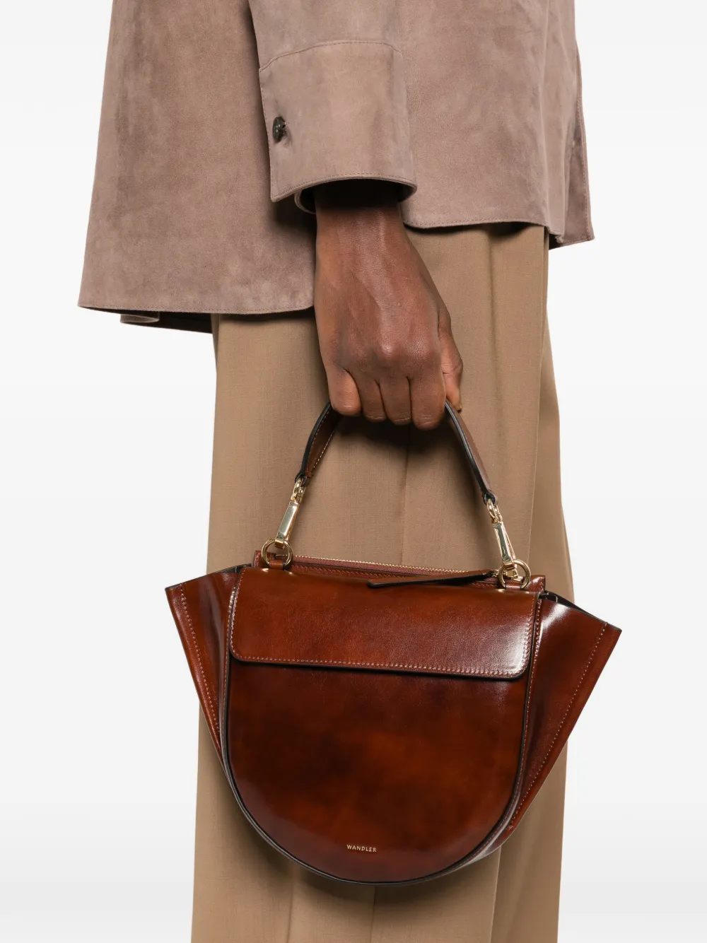 Wandler small Hortensia top-handle shoulder bag - Bruin