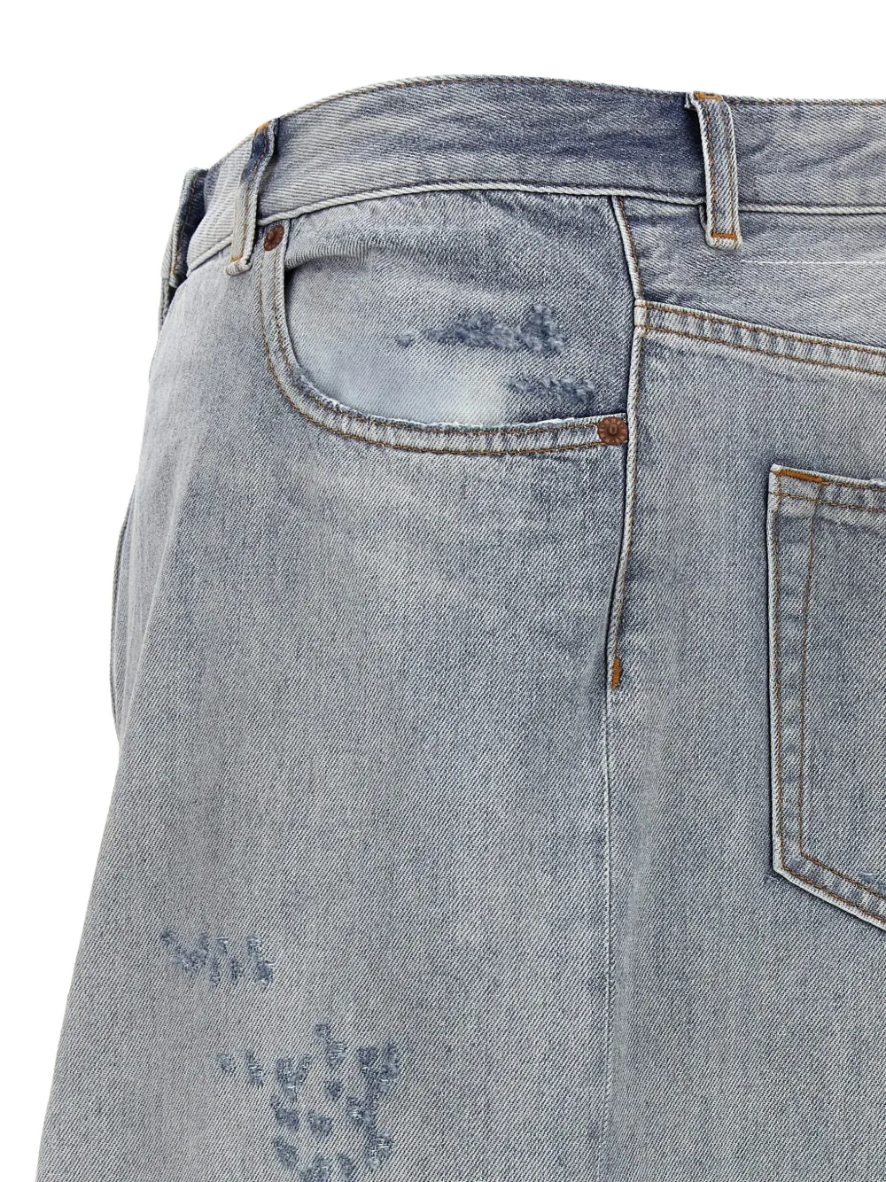  Mm6 Maison Margiela Asymmetric Denim Skirt - Blue 