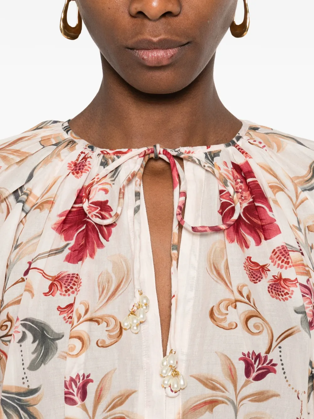 FARM Rio Shirt met bloemenprint Beige