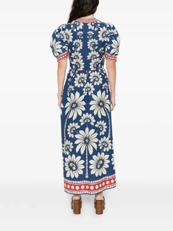 cotton shirred maxi dress garden