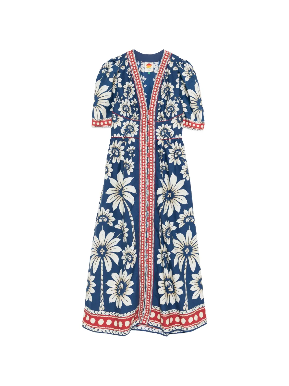 FARM Rio floral-print V-neck maxi dress - Blu