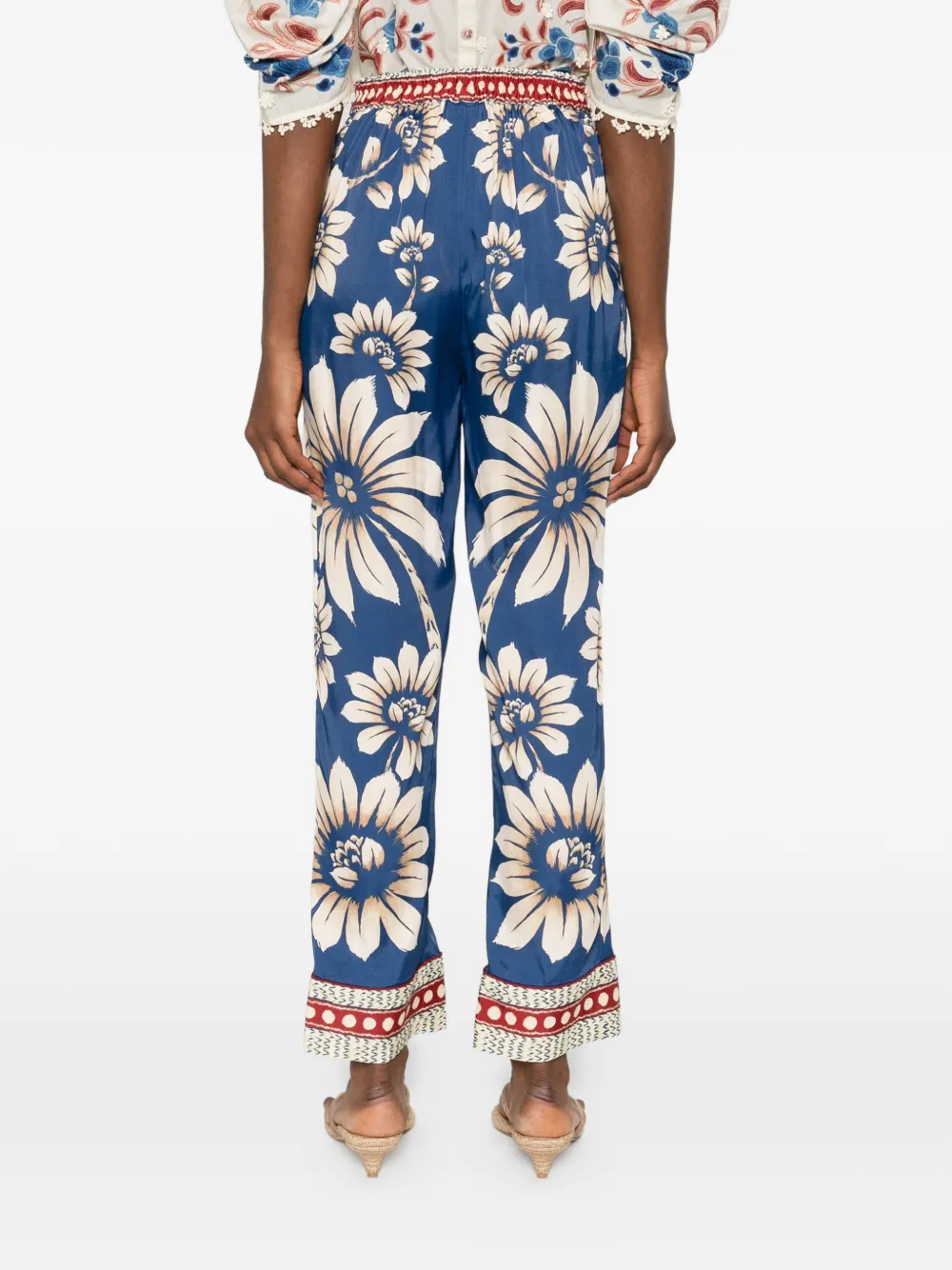 FARM Rio Luna broek met bloemen Blauw