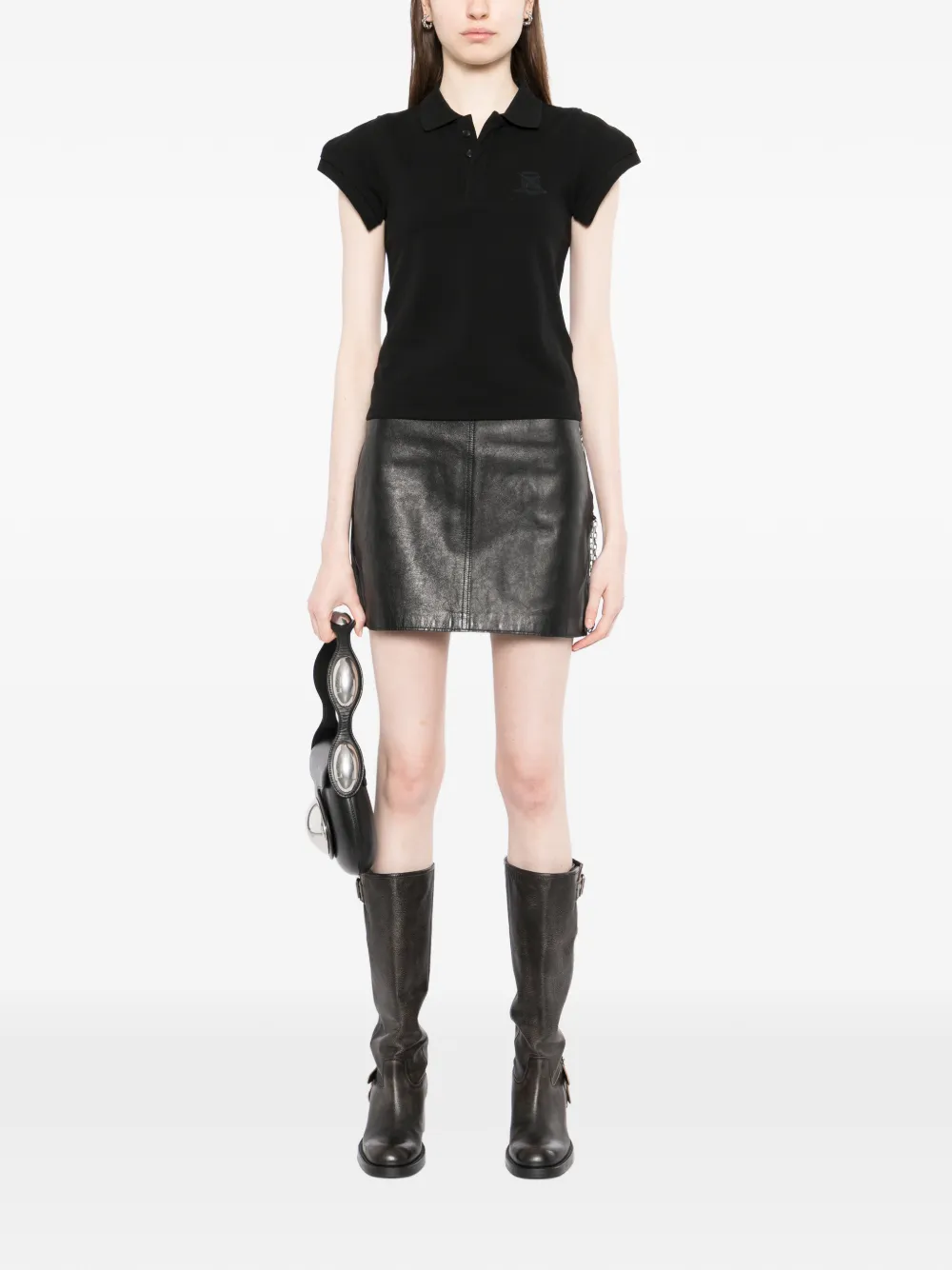 VETEMENTS logo-embroidered top - Zwart