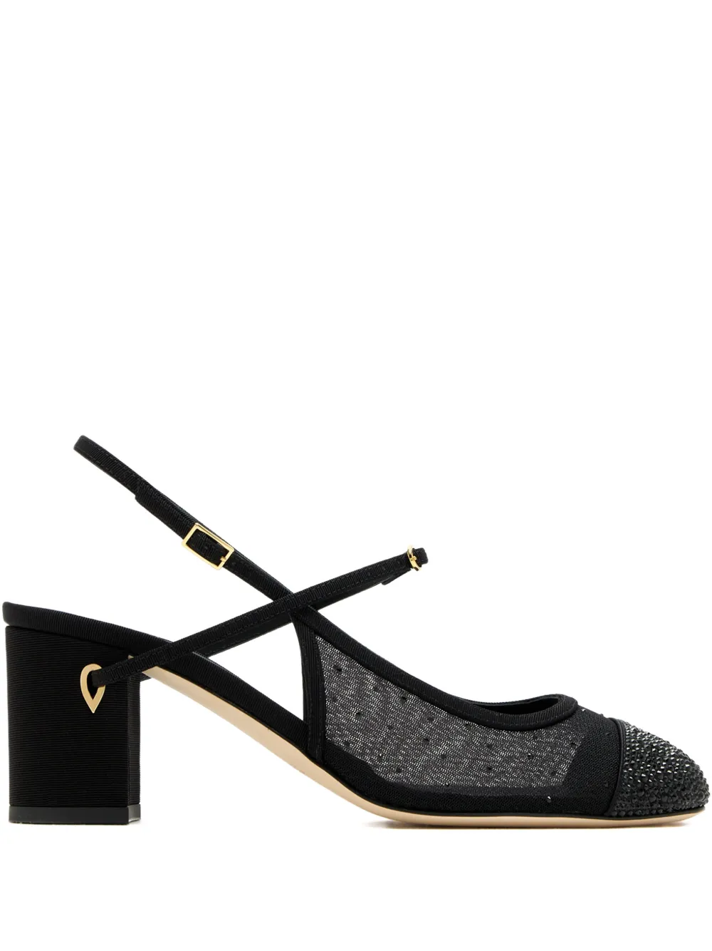 Jennifer Chamandi Mattia embellished mesh pumps Zwart