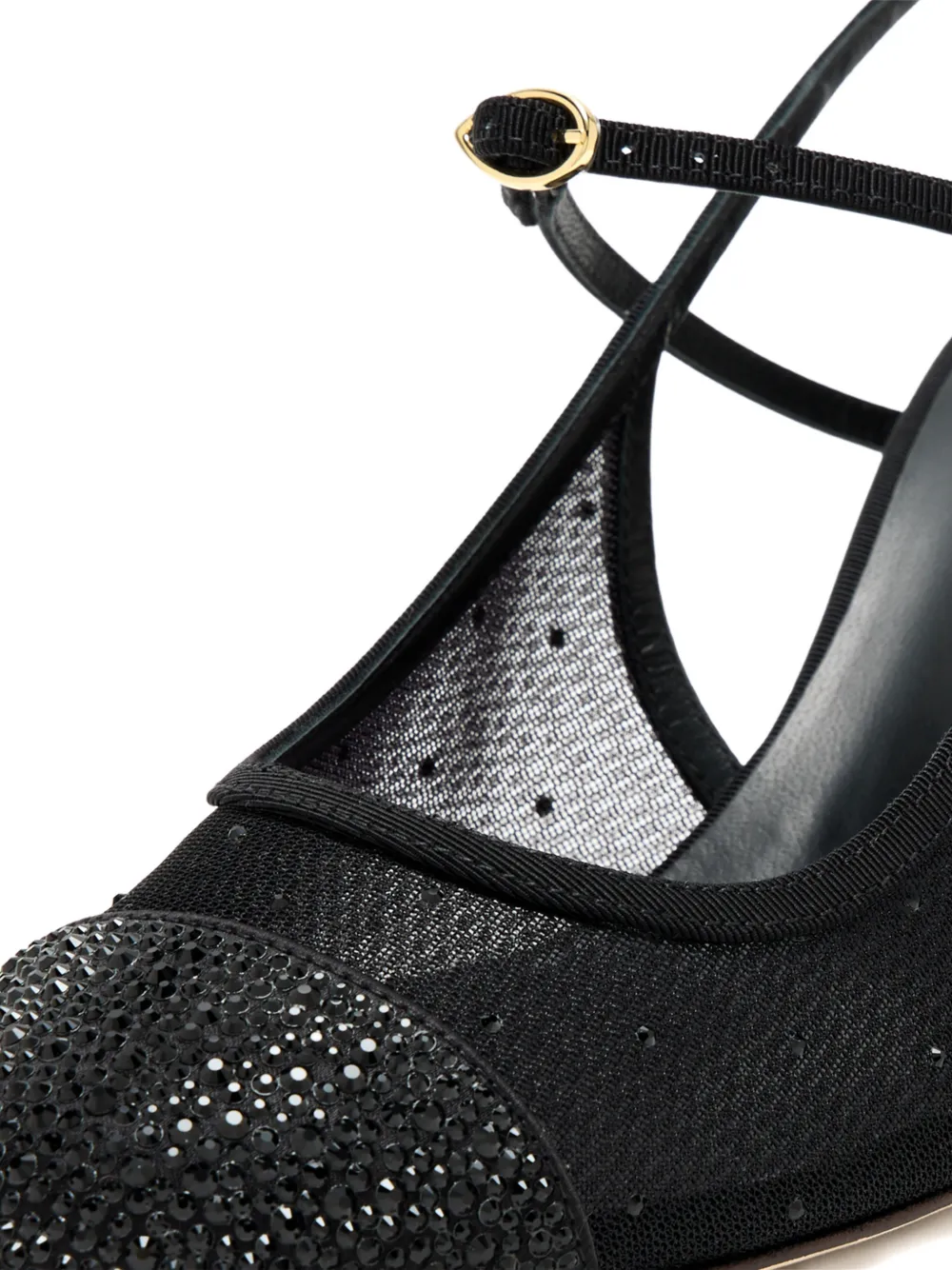 Jennifer Chamandi Mattia embellished mesh pumps Zwart