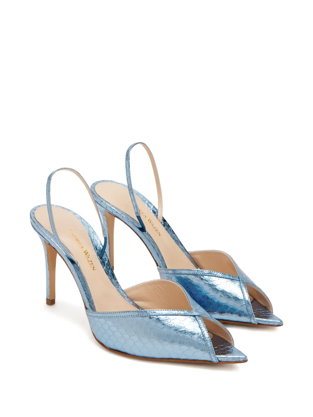 Andrea Wazen Katy slingback pumps met open neus Blauw