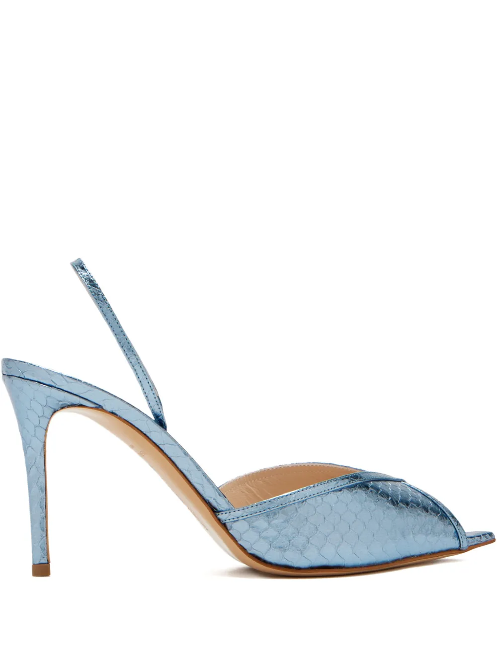 Andrea Wazen Katy slingback pumps met open neus Blauw