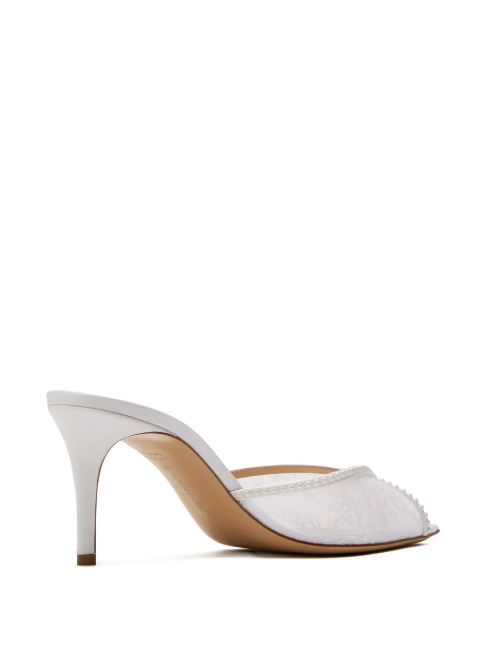 Andrea Wazen Katy lace pearl mules Wit