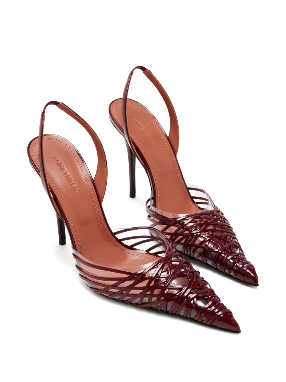 Amina Muaddi Lori geweven slingback pumps Rood