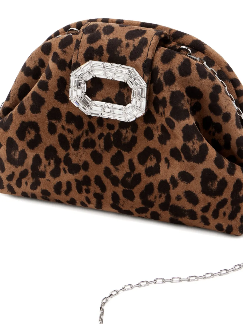 Amina Muaddi Camelia mini-tas met luipaardprint Bruin