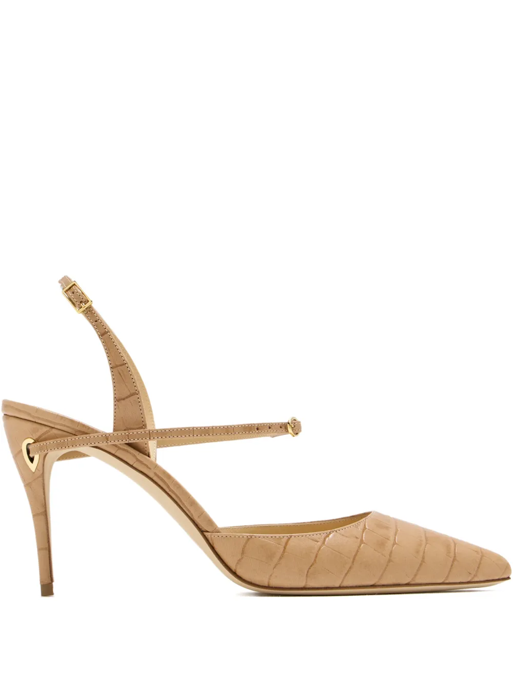 Jennifer Chamandi Vittorio crocodile-effect buckled pumps Beige
